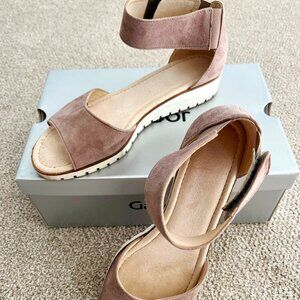 Gabor wedge nubuck leather sandal with adjustable ankle strap
